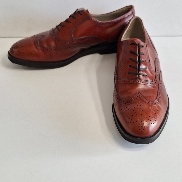 Rockport Brown Leather Wingtip Oxford Shoes with Brogue Detailing Size 13 - Picture 1 of 14